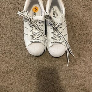 Adidas White Sneakers with Branded Laces